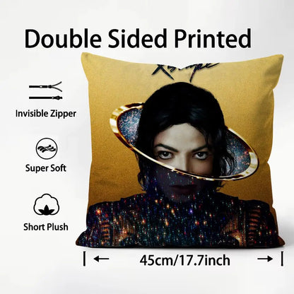 classic singer Michael Jackson Cushion Cover Soft & Easy-Wash Pillow Case – Versatile for Couch, Bed, Travel and Office