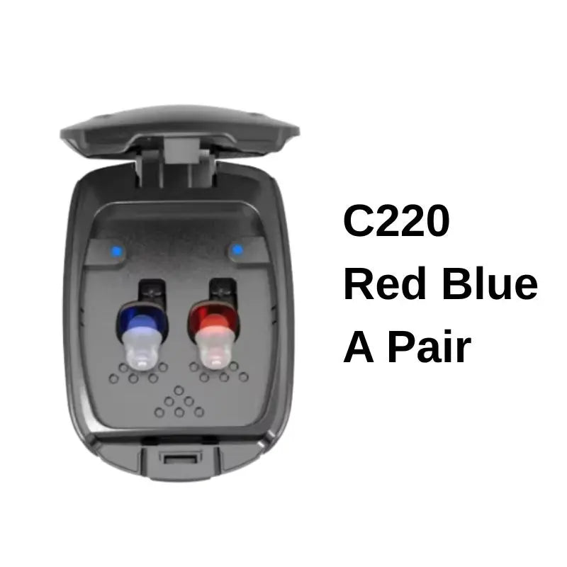 Rechargeable Invisible Hearing Aids C220 In-Ear Noise Reduction with Drying Function for Mild to Moderate Hearing Loss