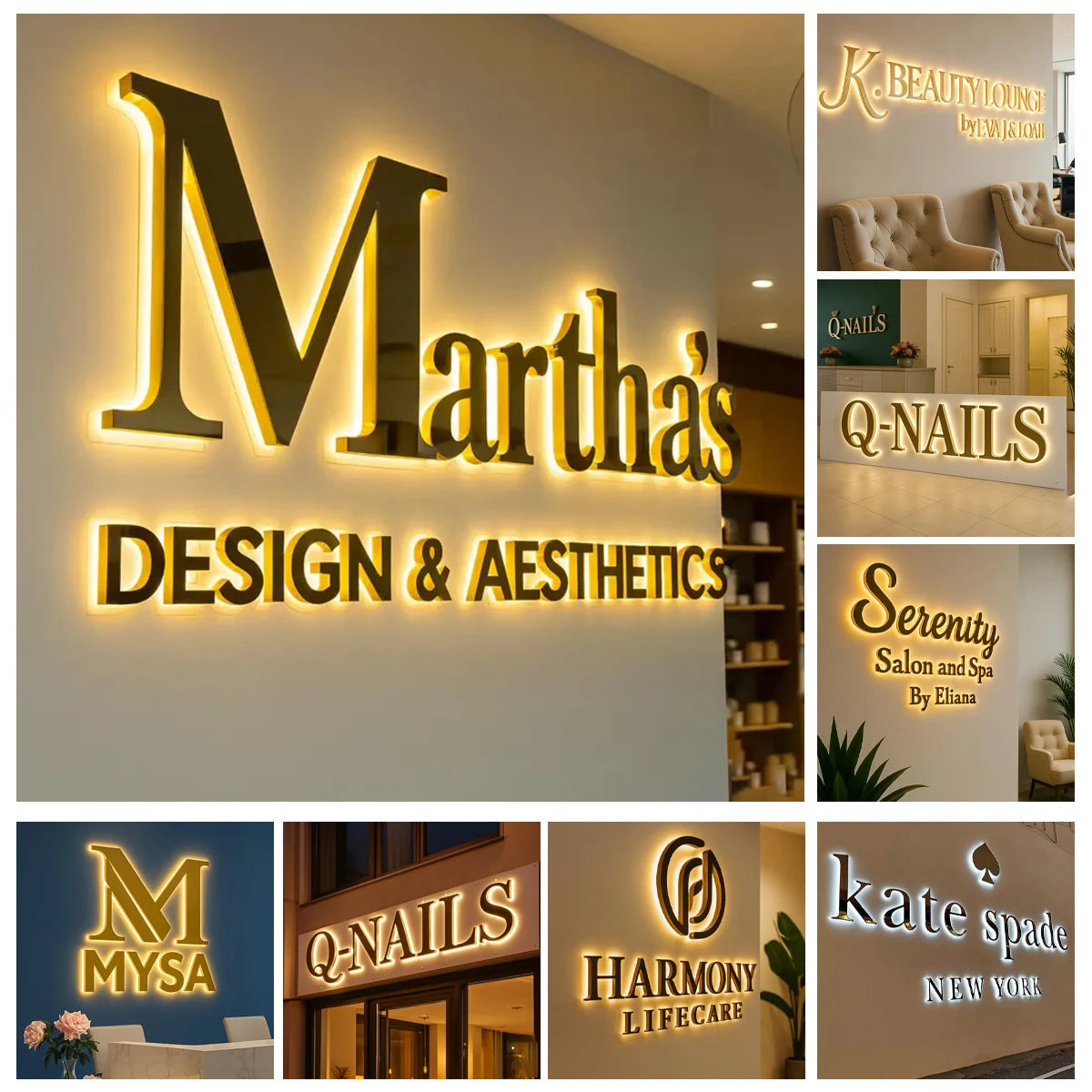 Custom LED Illuminated Metal Letters 3D Business Sign Laser Cut Logo Sign Beauty Salon Sign Signboard Backlit Sign Dropshipping