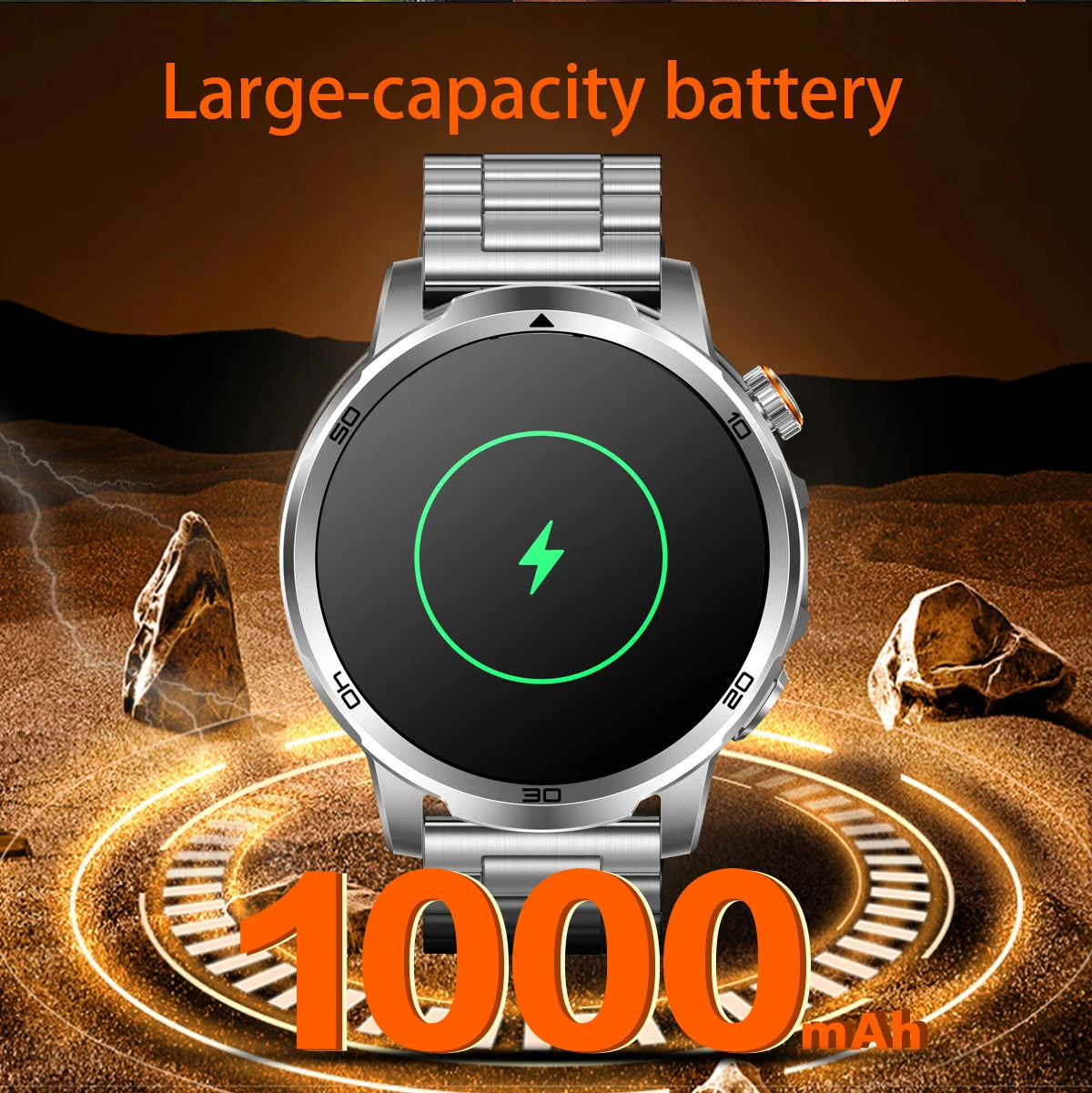 LIGE Nowy Wojskowy Zewnętrzny Inteligentny Zegarek 1,85" AMOLED Bateria 1000mAh 5ATM Wodoodporny Rozmowy Głosowe Sportowa Męska Opaska Fitness