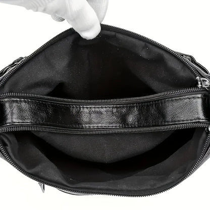 Stylish Multi Zipper Crossbody Bags, Soft Vegan Pu Leather Shoulder Bag, Women's Multi Pockets Handbag Purse for Women Daily Use