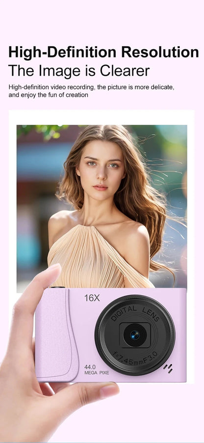 COOL DIER 4K Digital Camera 16x Zoom Camcorder 24 Million Pixels Compact Cameras Auto Focus for Kids Adult Beginners Photograph
