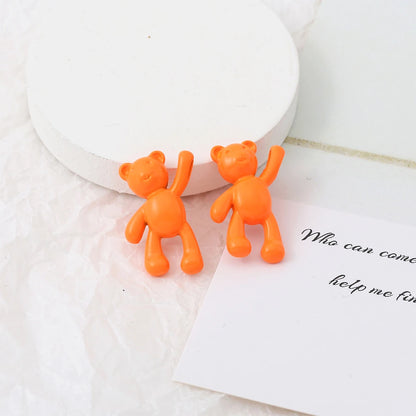 10PCS/lot DIY Cute Cartoon Teddy Bear Pendant Jewelry Accessories Wholesale Alloy Spray Paint Simple Multicolor Jewelry Material