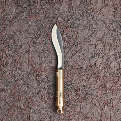 Portable Mini Knife Brass Wood Unboxing Hollow Blade EDC Fixed Blade Leather Cover Cutter Outdoor Surivival Tools Gift