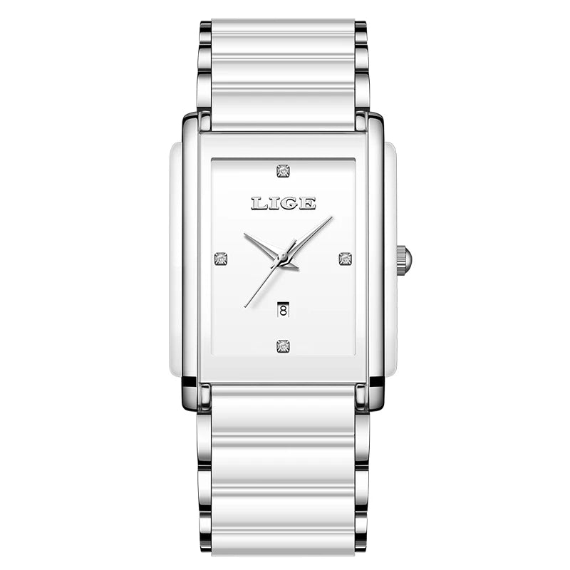 LIGE Creative Square Watch For Women Fashion Elegant Women's Bracelet Watch Stainless Steel Waterproof Date Quartz Wristwatches