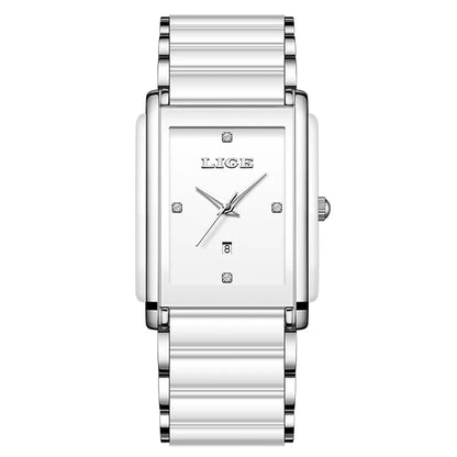 LIGE Creative Square Watch For Women Fashion Elegant Women's Bracelet Watch Stainless Steel Waterproof Date Quartz Wristwatches