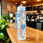 750ML Matte PC Water with Cute Bowknot Pattern Leakproof Includes Straw and Carry Handle Spring-Loaded Lid Bottle