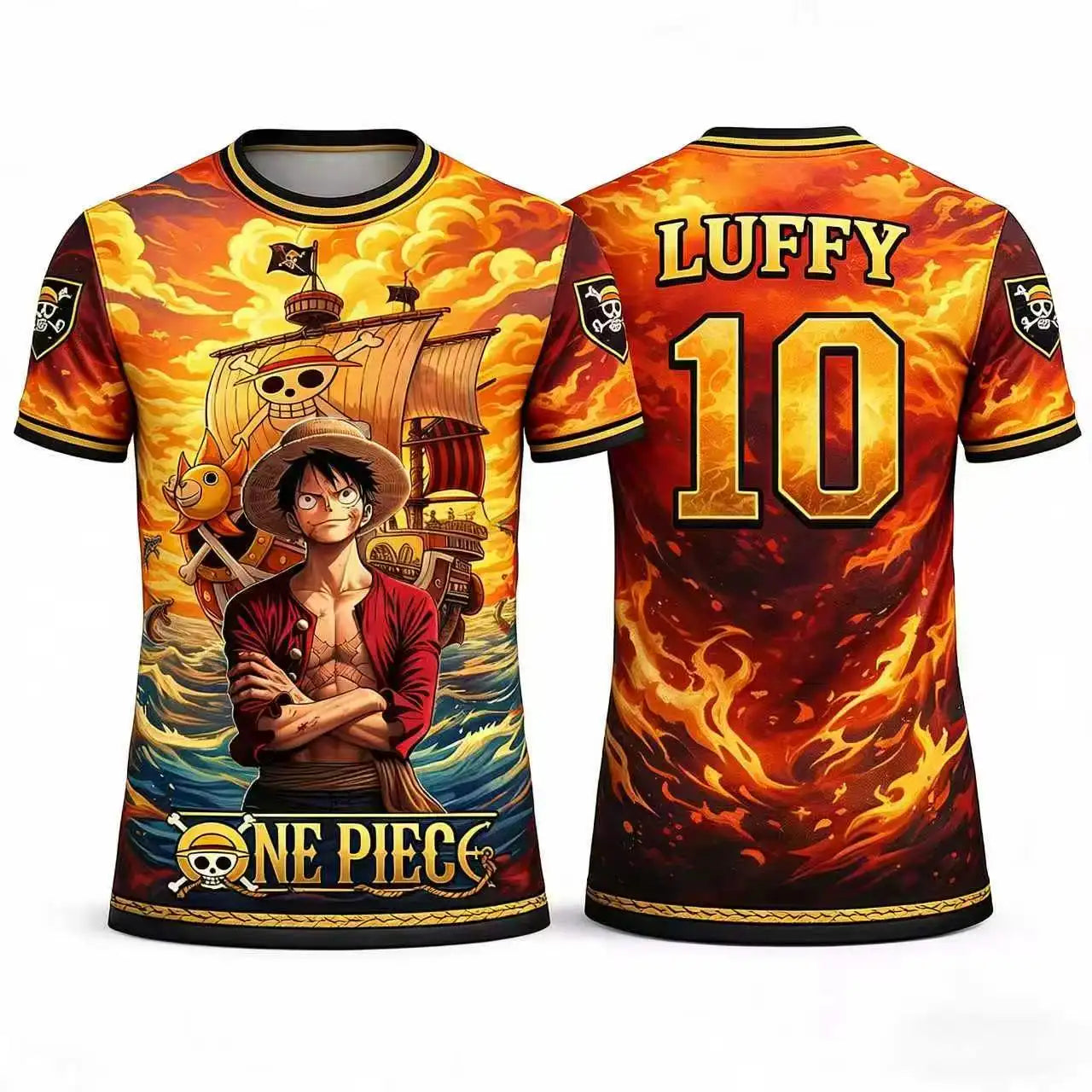 Summer 2026 One Piece Luffy "Voyage Adventure No. 10" Football 3D Print Breathable Quick-drying T-shirt Male/Female Top