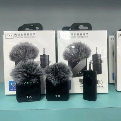 Hot selling new F11 3-in-1 F15 2-in-1 lavalier microphone 1-to-2 wireless lavalier microphone integrated microphone