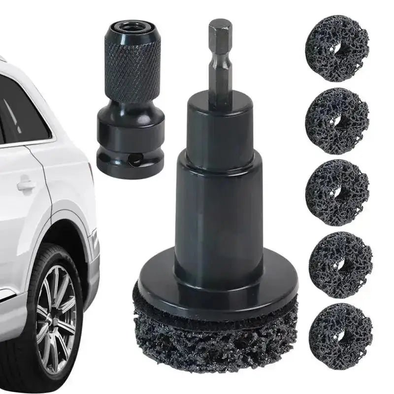 Wheel Hub Cleaning Kit Inner Rim Cleaner Tool Brake Hub Cleaning Kit Fits Power Drill 1/2" Impact Driven Wrenches Rust Removal