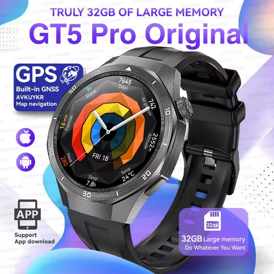 2025 NEW Fashion Men 32GB Big Memory SmartWatch APP Download TWS 3D Menu GPS Navigation Video Play Motion HD Call Watch GUHUAVMI