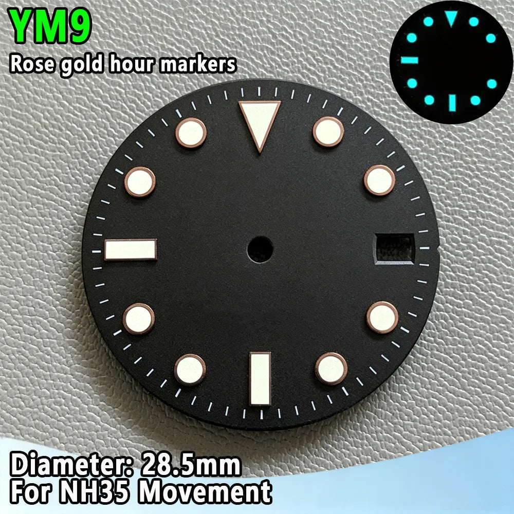 28.5mm NH35 Watch Dial Luminous Dials Single Calendar Dial Suitable For NH35 Movement Can Support DIY Dial Customization Logo