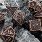 7 Pcs Cosplay D4-D20 DND Brass Gold Polyhedral Sharp Edge Casino Dice Rpg Table Board Game Tray Gem Stone Dragon Metal Steel Set