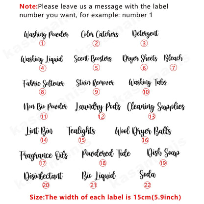 Laundry Room Organisation Labels Vinyl Sticker Decals Washing Powder Fabric Softener Storage Jar Tank Label Decal Decorative