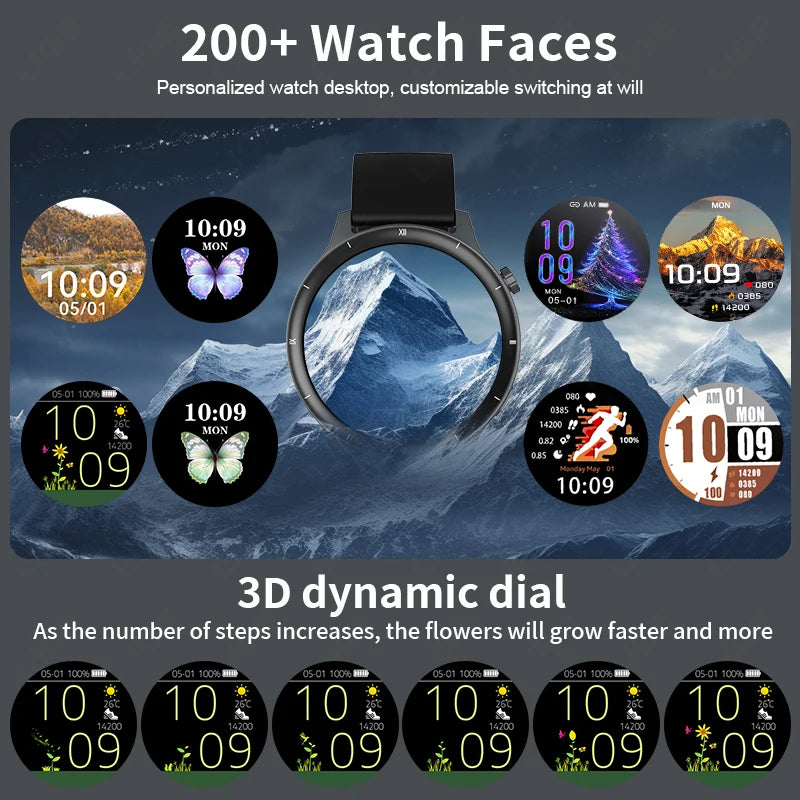 Inteligentny zegarek LIGE dla kobiet i mężczyzn, z połączeniami Bluetooth, sportowa bransoletka fitness, zdrowie kobiet, dynamiczna tarcza 3D, smartwatch damski, nowość 2026