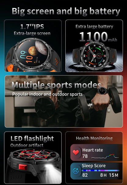Military T-Rex 3 GPS Waterproof Smart Watch 1.46"HD AMOLED Built-in 6 Frequency Satellite Outdoors Sports Fitness Smart Bracelet
