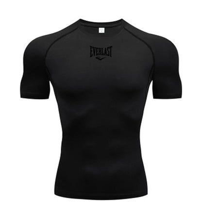 Men's Everlast Tight Short Sleeved T-Shirt for Gym Boxing and Running, Fast Drying and Slim Fit Sports Top