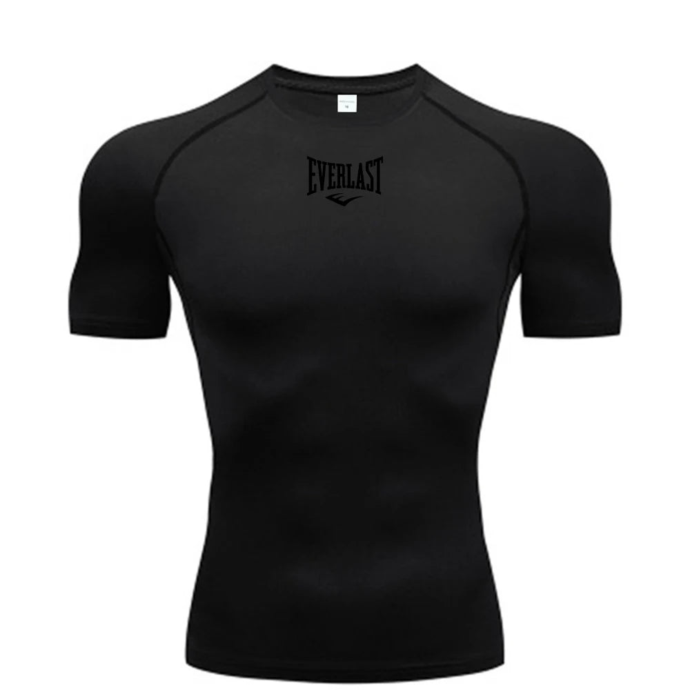 Men's Everlast Tight Short Sleeved T-Shirt for Gym Boxing and Running, Fast Drying and Slim Fit Sports Top