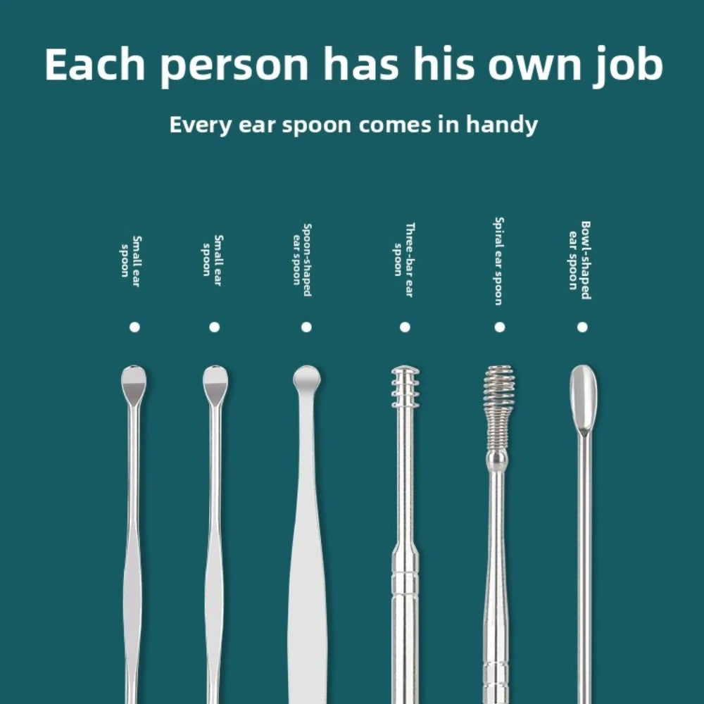 Ear Pick Six-piece Set Ear Cleaning Ear Picking Earpick Convenient Portable Ear Pick Household for Adults