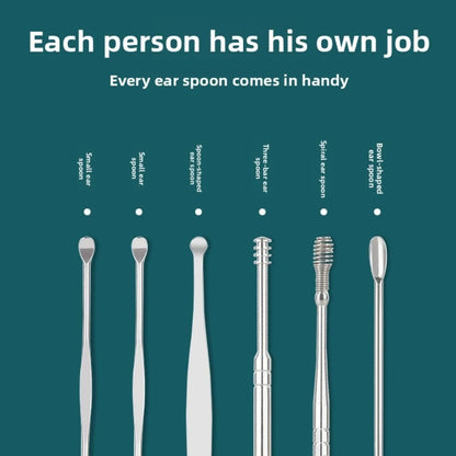 Ear Pick Six-piece Set Ear Cleaning Ear Picking Earpick Convenient Portable Ear Pick Household for Adults