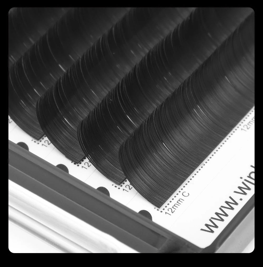 Winky Beauty Flat Ellipse Eyelash  Matte Pure Black Color Super Soft Gentle Natural Eyelash Extension Flat Shape Lashes