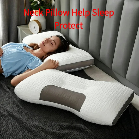 1PC Almohada Neck Pillow, Cervical Orthopedic Soybean Fiber Massage Pillow for Sleep, Neck Support Home SPA Pillow Skin-friendly