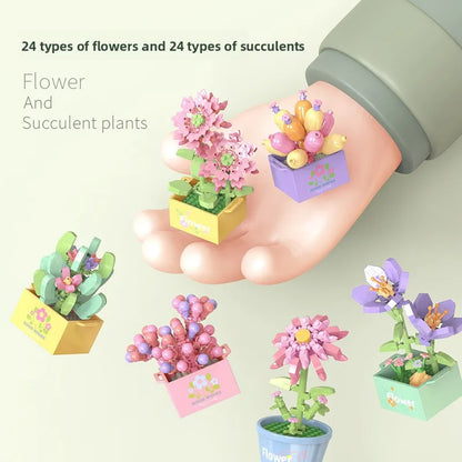 Bouquet Flower Mini Diy Building Block Toys for Children Bricks Blocks for Adults Constructor Micro Bricks Construction Set Gift