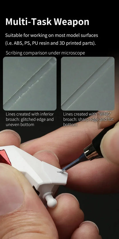 DSPIAE PT-TH PRO "WING" Tungsten Steel Push Broach Push Knife Handle DIY Engraving Tool for Assembly Model Building Hobby Tools
