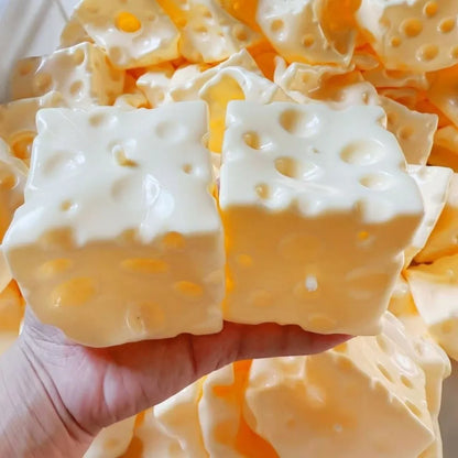 Shapeable Jumbo Cheese Cube Stress Ball Non-Bounce Anti-Stress Cheese Squeeze Fidget Toy Squishy Texture ASMR Sensory Stress Toy