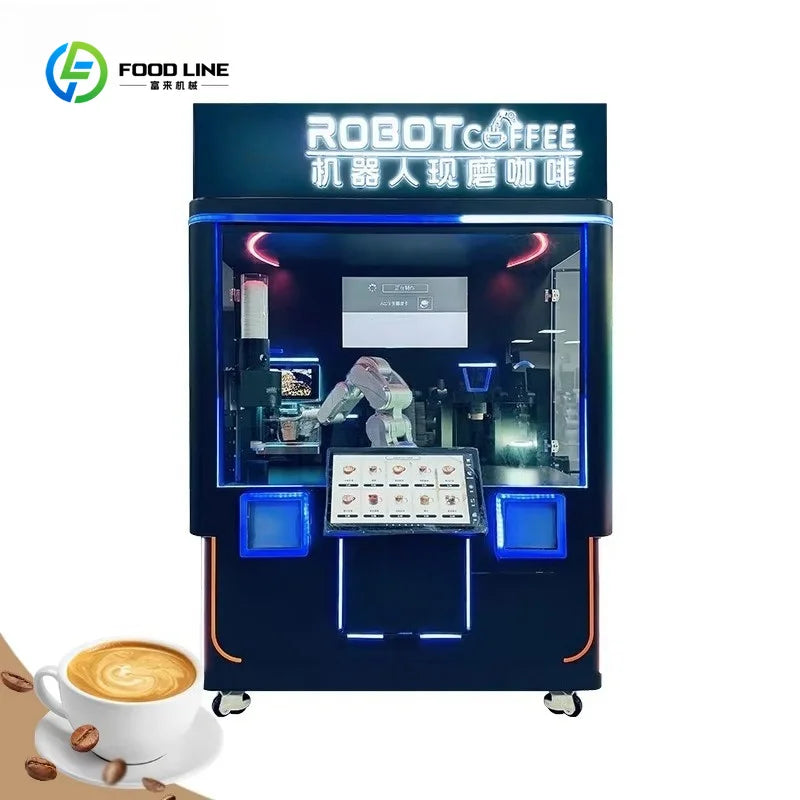 Customized AI Robot Coffee Vending Machine with Credit Card Payment Metal Construction SDK Integration Auto Clean Function