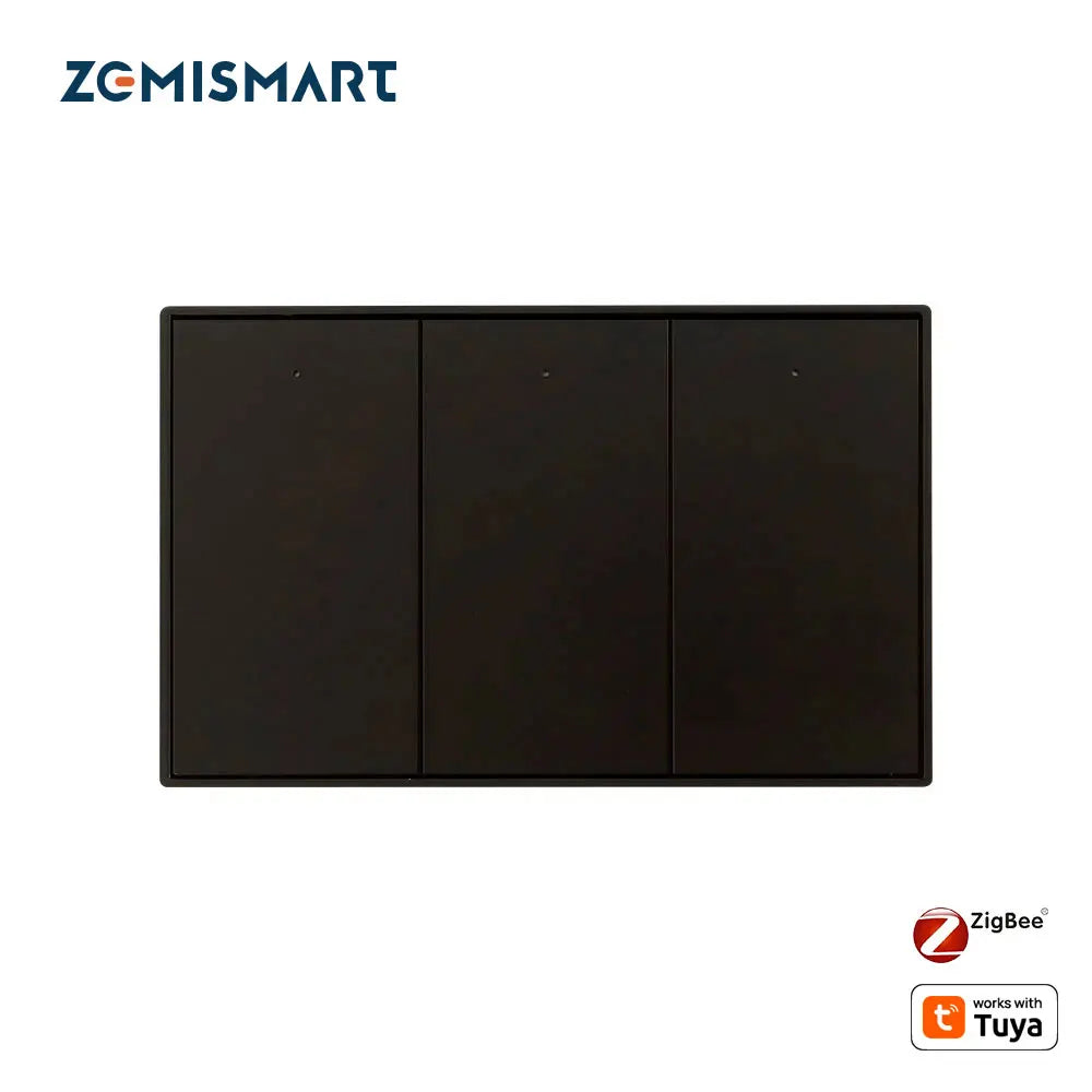 Zemismart Zigbee US AU Wall Light Switch No Neutral 1 2 3 Gangs Black Interruptor Work with Tuya Alexa Google Home Voice