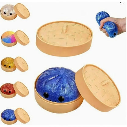 1-12Pcs Glitter Dumpling Glitter Dumpling Squishy with Box Dumplings Sensory Squeeze Toy for Stress Relief Birthday Gift