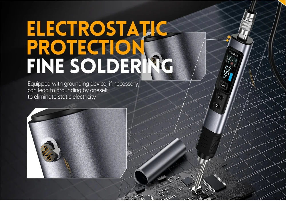 FNIRSI HS-02 Electric Soldering Iron PD100W Power Adjustable 100-450 ℃ Temperature Rapid Heating Repair Portable Toolbox Kit