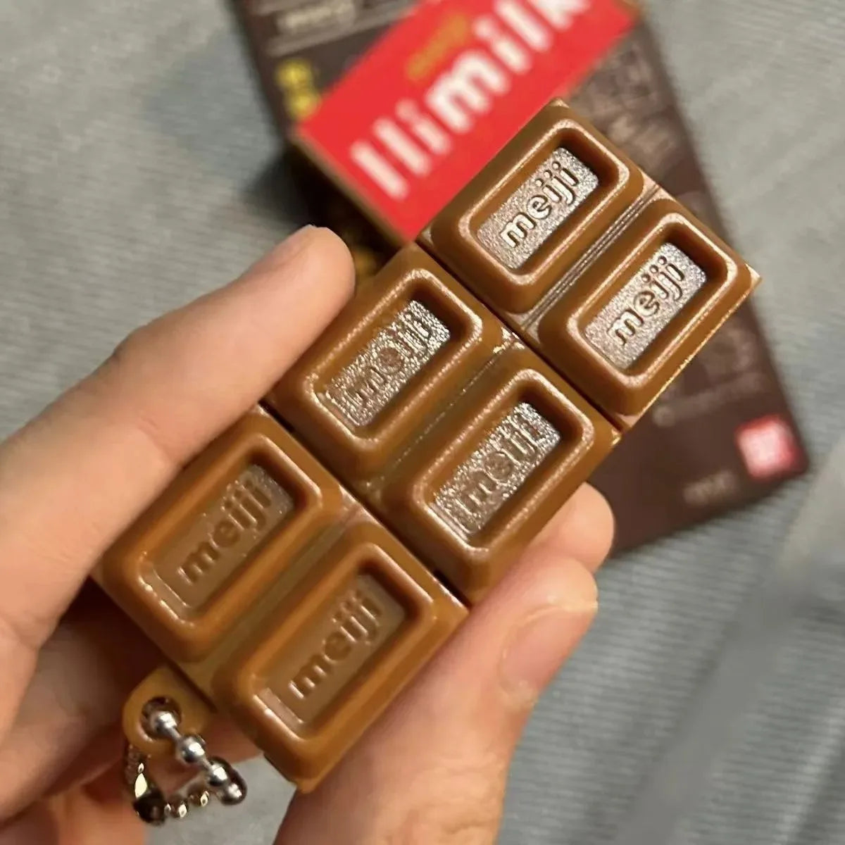 Fidget Toy Simulated Meiji Chocolate Bendy Snap-And-Play Stress Relief Jp Style Keychain Pendant Funny Gifts Creative Gadgets