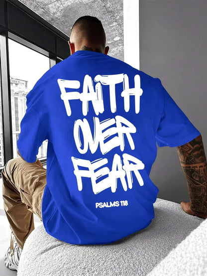 Men's T-shirt - 100% lightweight summer casual T-shirt, bold letter print, round-neck short-sleeved for outdoor activities