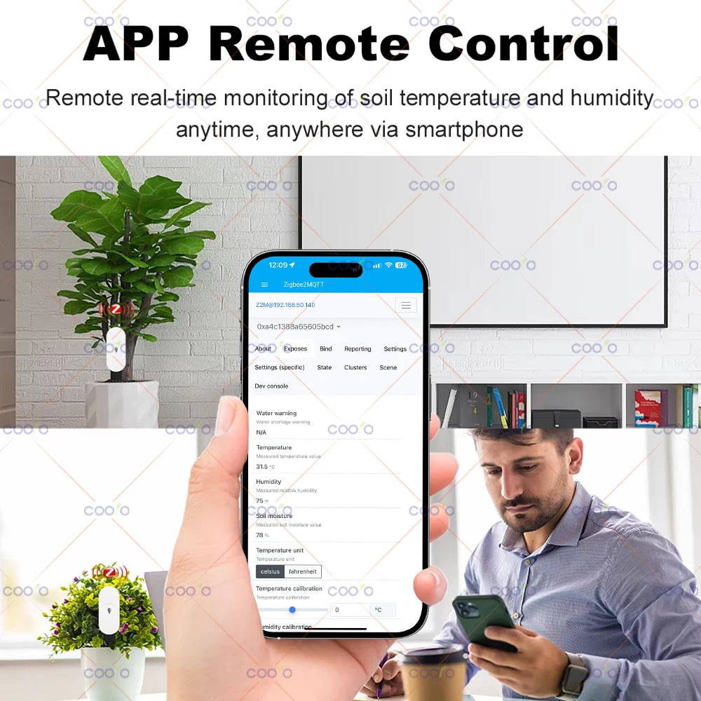 ZigBee Soil Moisture Sensor Temperature Humidity Meter Automation Irrigation Detector Work with Home Assistant Zigbee2mqtt