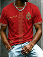 2026 Morocco Fan Football T-Shirt, Red Letter Print Quick Dry Short Sleeve Casual Sports Jersey Unisex