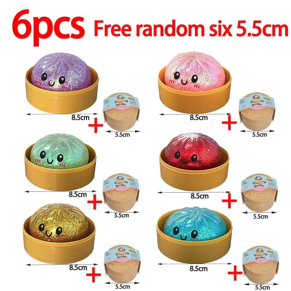 Dumpling Glitter Dumpling Squishy Blind Box Dumplings Sensory Squeeze Toy for Stress Relief Desktop Decoration Free one 5.5cm