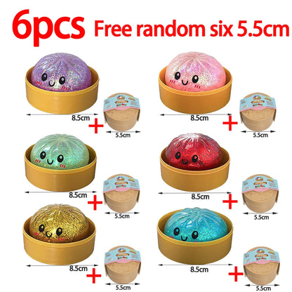 Dumpling Glitter Dumpling Squishy Blind Box Dumplings Sensory Squeeze Toy for Stress Relief Desktop Decoration Free one 5.5cm