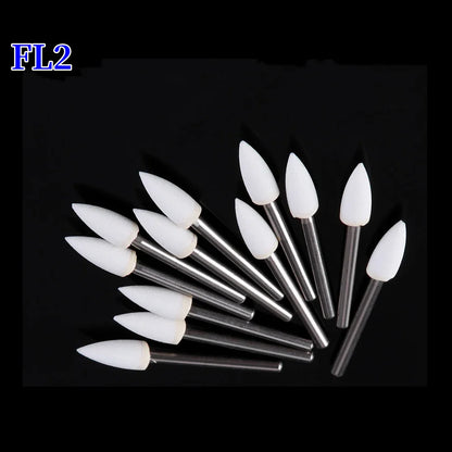 JUMTOP 12Pcs/Bag Dental Flame Cone Round White Stone Polisher FG Burs