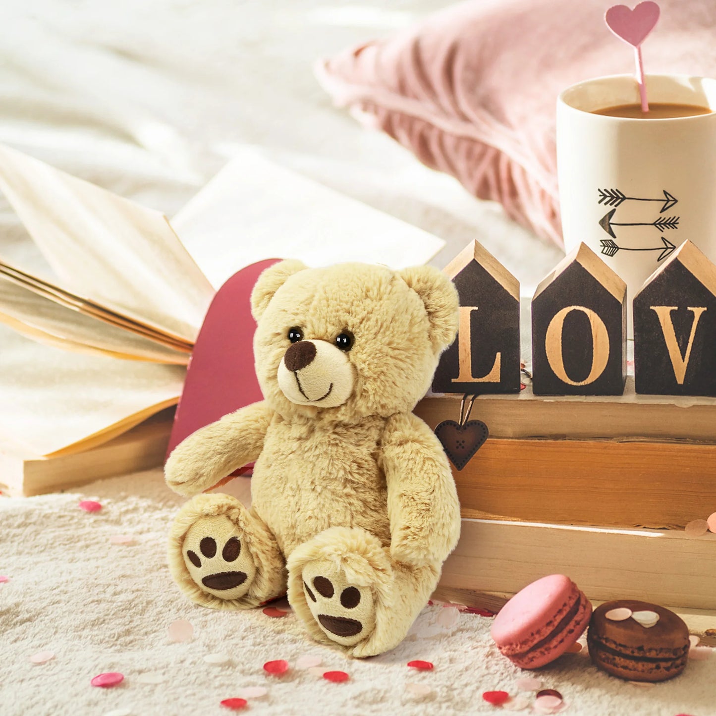 8'' Teddy Bear Stuffed Animals Brown Teddy Bear Plush Toy, Soft Plush Gifts for Kids Baby Toddlers on Baby Shower Christmas Gift