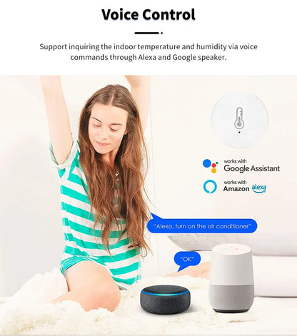 Tuya Smart ZigBee Temperature And Humidity Sensor Battery Powered Indoor Mini Hygrometer Work With Alexa Google Home