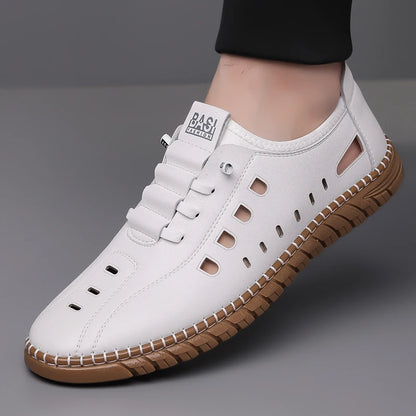 Men's Summer Hollow Slip-on Loafers, Comfortable & Breathable, Anti-slip Hole Shoes for Driving-WC2516