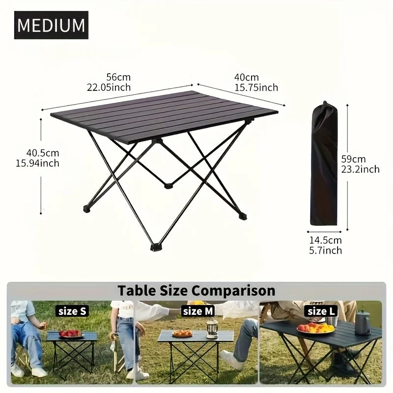 Ultra-Lightweight Aluminum Folding Camping Table - Heavy Duty Portable Outdoor Picnic & BBQ Table, Compact for Travel