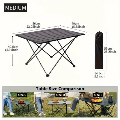 Ultra-Lightweight Aluminum Folding Camping Table - Heavy Duty Portable Outdoor Picnic & BBQ Table, Compact for Travel