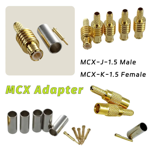 MCX MMCX RF Connector  Male/Female Straight Adapters RG316/RG174 Crimp Connectors for WiFi Antenna Applications