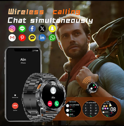 LIGE 2026 New Ultra Military Grade 1000mAh Battery Smart Watch For Men IP68 Waterproof Sports Fitness Bluetooth Call Smartwatch