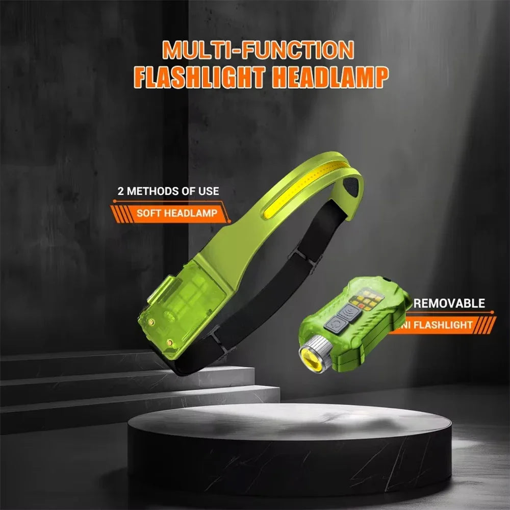 1500LM High Power LED Headlamp COB Head Flashlight With 7500Mah Built-in Battery USB Rechargeable Fishing Camping Lantern Torch