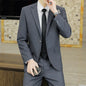 S-6XL Suit (Blazer+Trousers) Men's Gentlemanly Wedding Fashion Business Fit Best Man Casual Host Solid-color British-style Suit