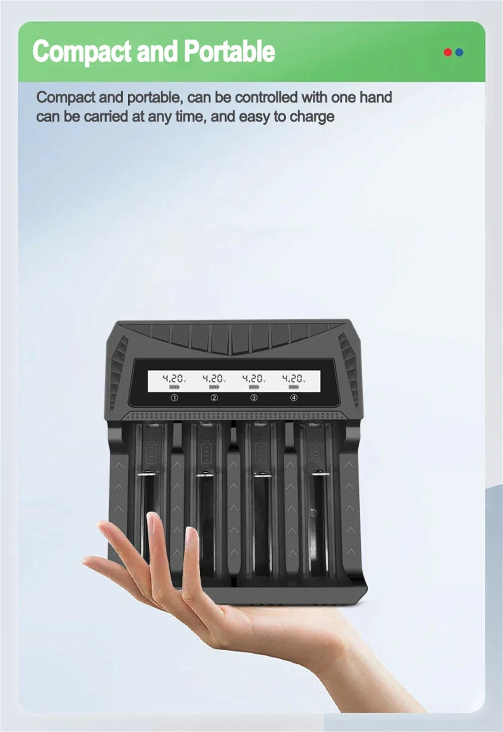 Intelligent LCD Battery USB Charger - 1/2/4 Slots for 18650 4.2V Li-ion & 1.2V Ni-MH AA/AAA Rechargeable Batteries